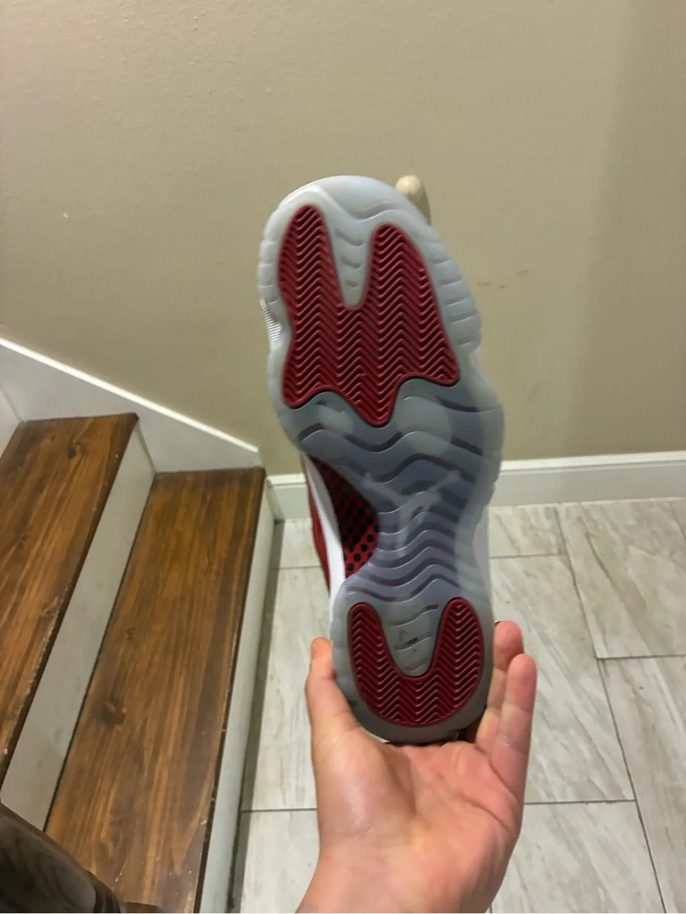Jordan Men’s Sneakers in Red, White, and Gray